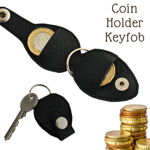 Coin Holder Keyfob collage with coins