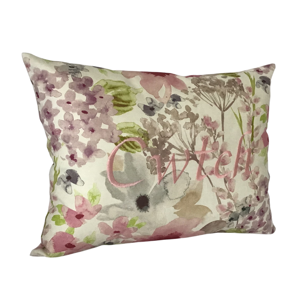 Cwtch Cushion Pastel pink left view