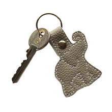 Load image into Gallery viewer, Elephant keyfob on grey faux leather with key
