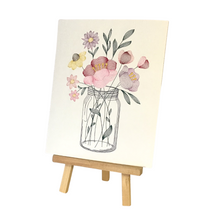 Load image into Gallery viewer, Embroidered Floral Bouquet Artwork unframed on easel
