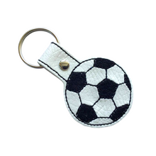 Load image into Gallery viewer, Football keyfob in black and white
