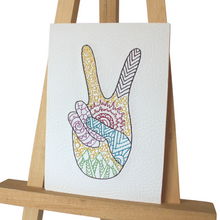 Load image into Gallery viewer, Hippie Peace Embroidered Art without frame closeup
