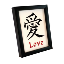 Load image into Gallery viewer, Kanji Love Embroidered Art left side view
