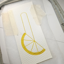 Load image into Gallery viewer, Lemon slice keyfob stitching finished

