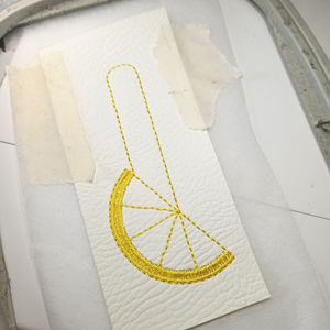 Lemon slice keyfob stitching finished