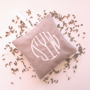 Monogram lavender bag with lavender seeds