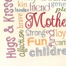 Load image into Gallery viewer, Mother Embroidered Word Art close up
