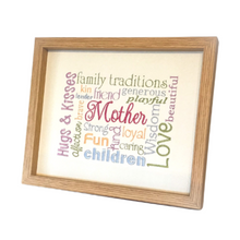 Load image into Gallery viewer, Mother Embroidered Word Art in frame right view
