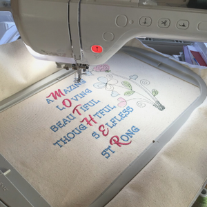 Mother Meaning Cushion being embroidered