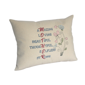 Mother Word Collage cushion left side view