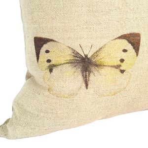 Multi butterfly cushion close up of cream and black butterfly