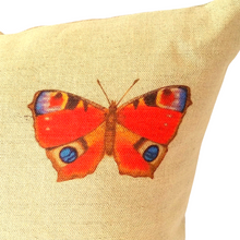 Load image into Gallery viewer, Multi butterfly cushion close up of Peacock butterfly
