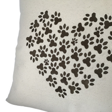 Load image into Gallery viewer, Paw Print Heart Cushion closeup
