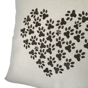 Paw Print Heart Cushion closeup