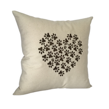 Load image into Gallery viewer, Paw Print Heart Cushion left view
