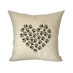 Paw Print Heart Cushion