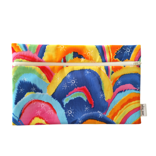Pencil case in rainbow fabric with cream zip