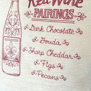 Red wine pairings cushion close up