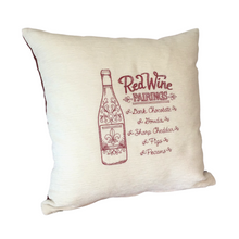 Load image into Gallery viewer, Red wine pairings cushion left side view
