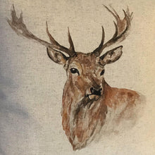 Load image into Gallery viewer, Stag Watercolour Cushion close up
