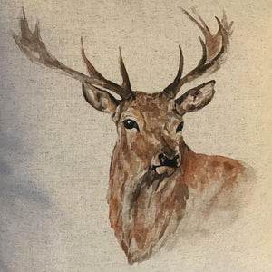 Stag Watercolour Cushion close up