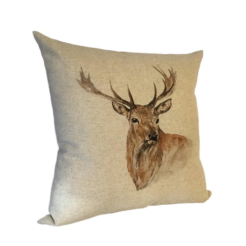 Stag Watercolour Cushion left view
