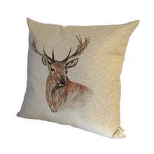 Load image into Gallery viewer, Stag Watercolour Cushion right view
