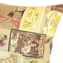 Load image into Gallery viewer, Vintage Soaps Cushion closeup right
