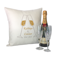 Load image into Gallery viewer, Wedding Champagne Cushion with glasses
