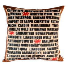Load image into Gallery viewer, Welsh Towns cushion
