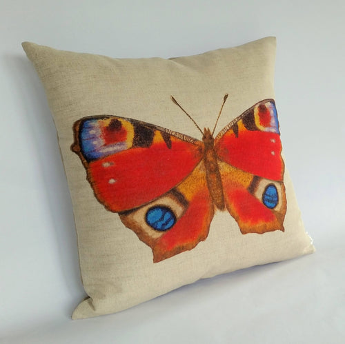 Peacock Butterfly Cushion left view