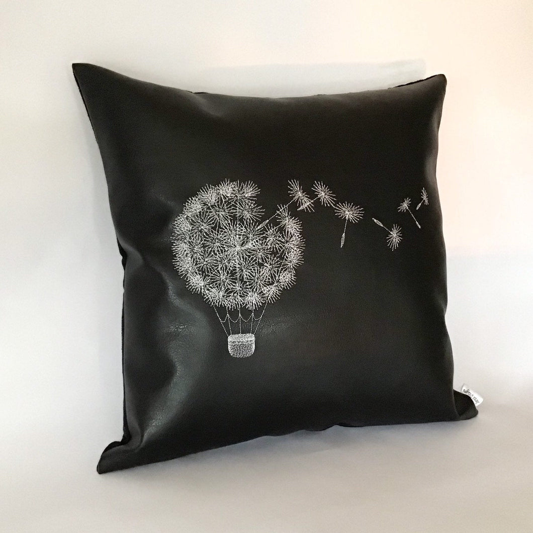 Dandelion Embroidered Cushion left view
