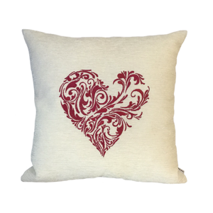 Abstract Embroidered Heart Cushion