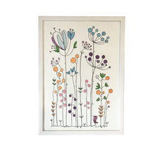 Load image into Gallery viewer, Scandi floral embroidered art framed
