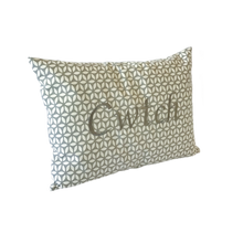 Load image into Gallery viewer, Cwtch Cushion grey daisy left view
