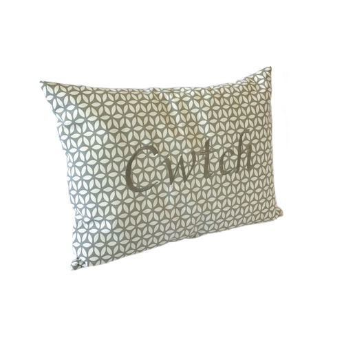 Cwtch Cushion grey daisy left view