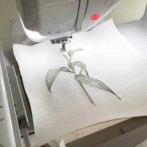 Embroidered Lily Artwork in progress 1
