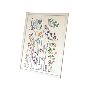 Scandi floral embroidered art framed