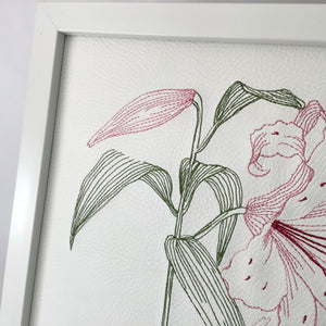 Embroidered Lily Artwork close up 2