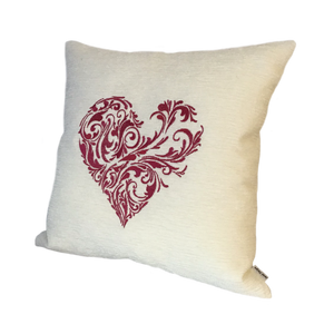 Abstract Embroidered Heart Cushion right view
