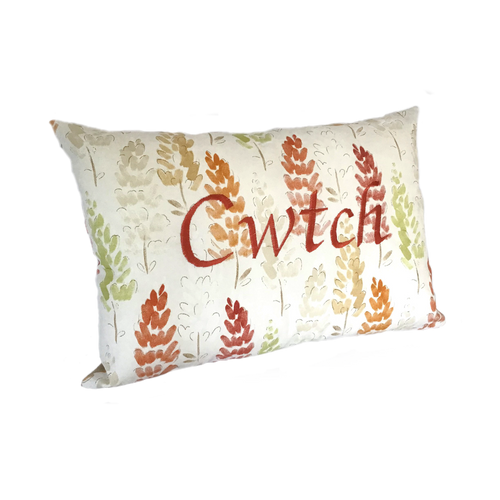 Cwtch Cushion Autumn Lupins left view