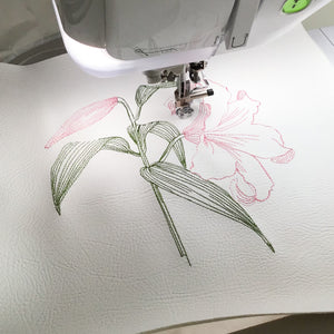 Embroidered Lily Artwork in progress 2