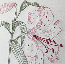 Load image into Gallery viewer, Embroidered Lily Artwork close up 3

