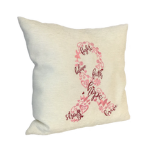 Load image into Gallery viewer, Cancer Ribbon Cushion left view
