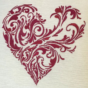 Abstract Embroidered Heart Cushion close up